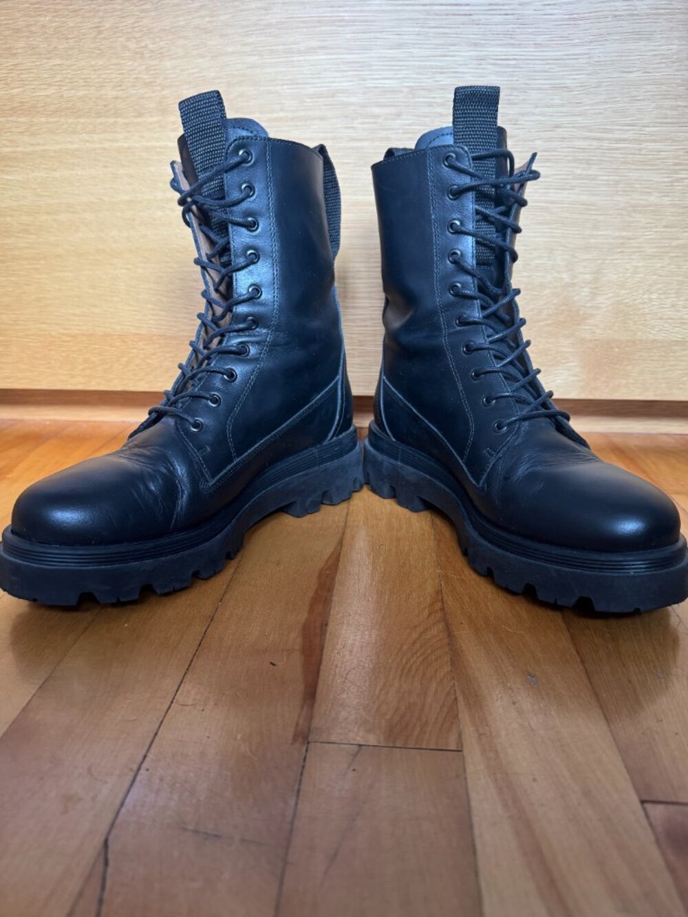Flattered Black Leather Combat Boots - EU 37 - Picture 8 of 10